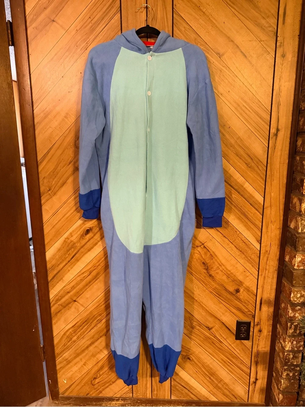 Disney Stitch Onesie Costume Union Suit Large Fleece Hooded Pajamas Kigurumi